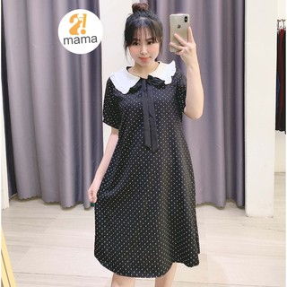 Váy bầu thiết kế công sở mùa hè 2MAMA suông chấm bi - V103
