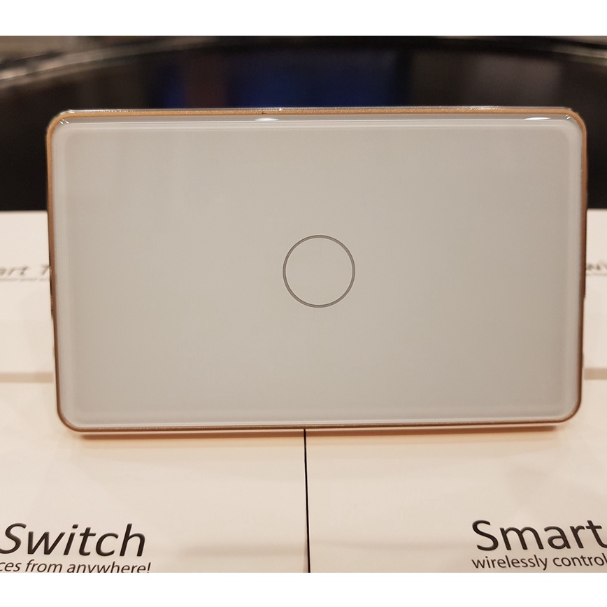 Công tắc thông minh wifi/ zigbee 3.0 tuya viền nhôm vàng cao cấp, mặt kính 2.5D