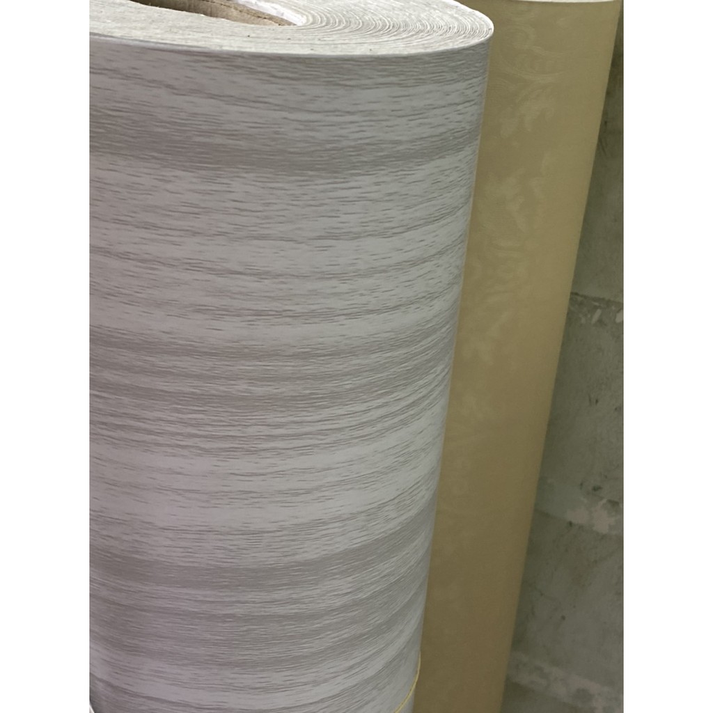 Decal 1m x 45cm giấy dán tường có sẵn keo gỗ trắng xám lợt