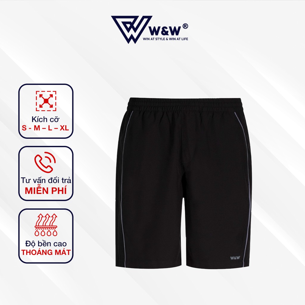 [Mã LT50 giảm 50k đơn 250k] Quần Short Nam Thể Thao W&W Vải Gió Cạp Chun,Mỏng Nhẹ, Thoáng Mát, Dáng Thể Thao WSH22