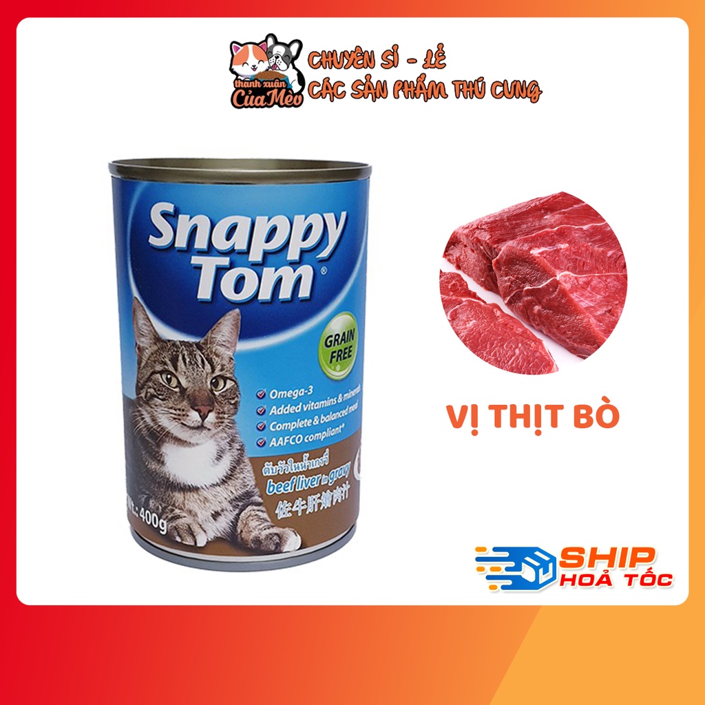 Pate Snappy Tom Cao Cấp Dành Cho Mèo - 1 Lon 400G - Nhiều Vị