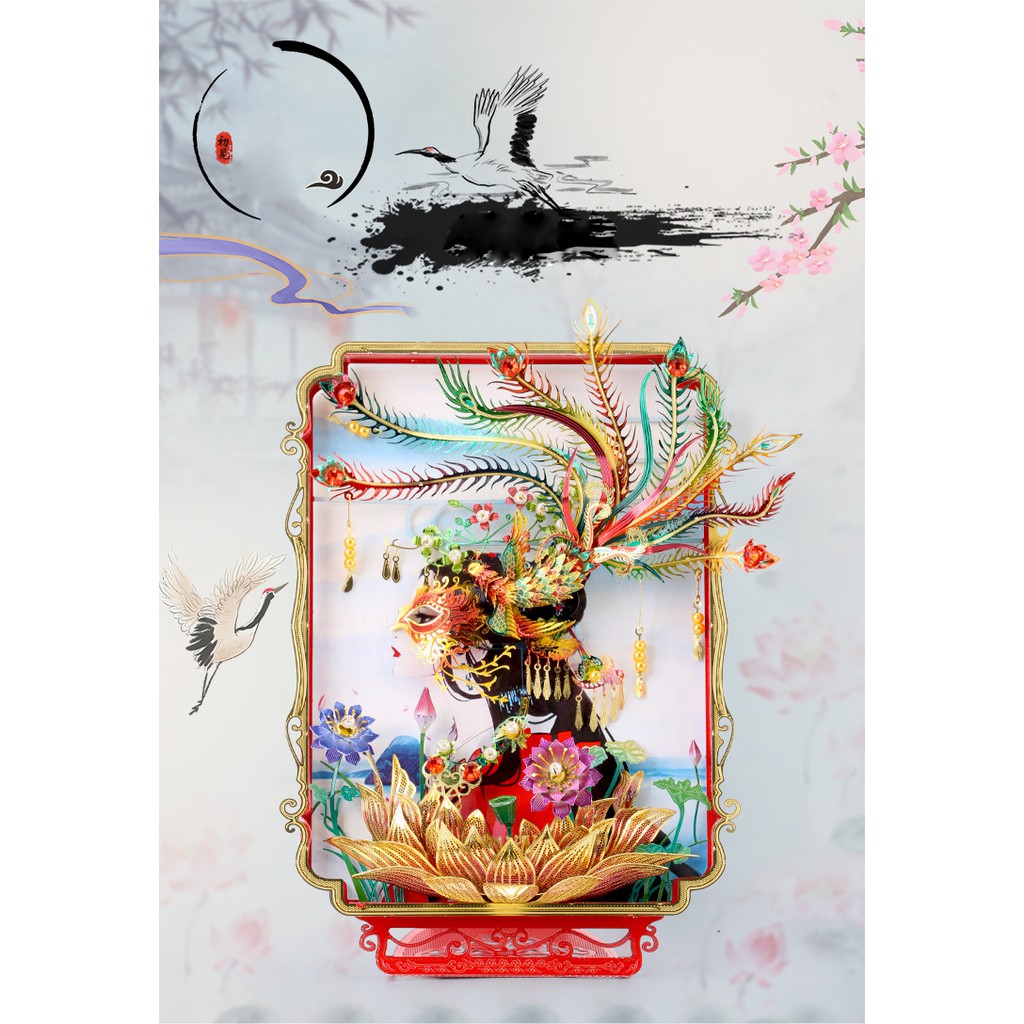 Mô hình lắp ghép kim loại 3d khung tranh phượng hoàng
