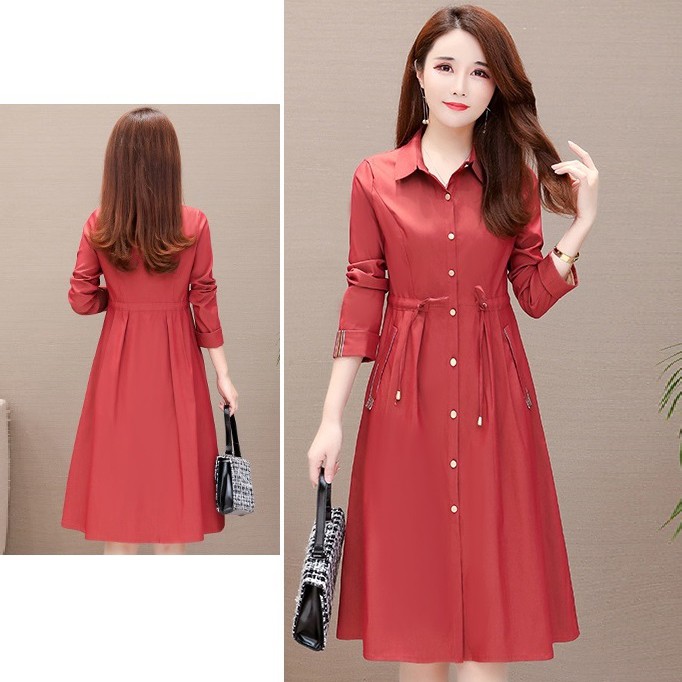 Đầm full size sơ mi cổ đức