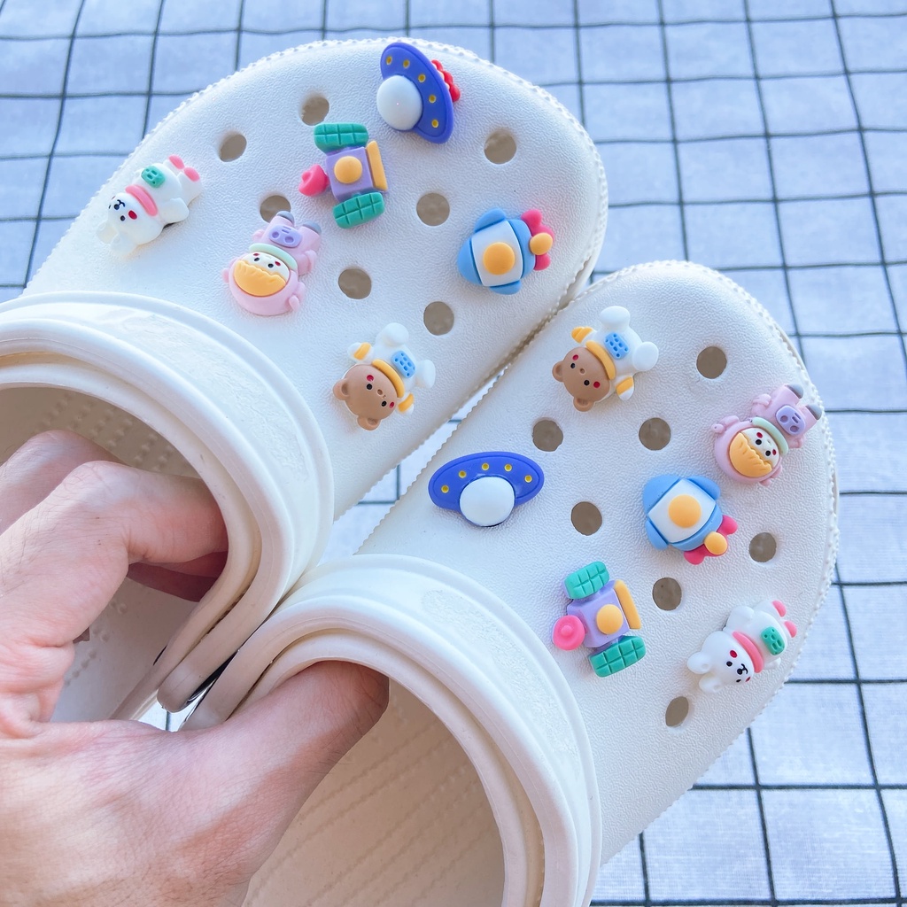 Nhãn Dán Dép sticker dépSet 10 Phụ Kiện Nút Giày Thời Trang#Loạt Bóng Len Chanh Cam