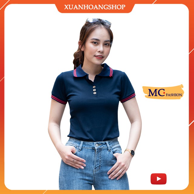 Áo Phông Nữ Dáng Thun Có Cổ Tay Ngắn Đẹp Đủ Màu Trắng Đen Tím Xanh Than Vàng Nâu Vải Cotton Mc Fashion Ap169