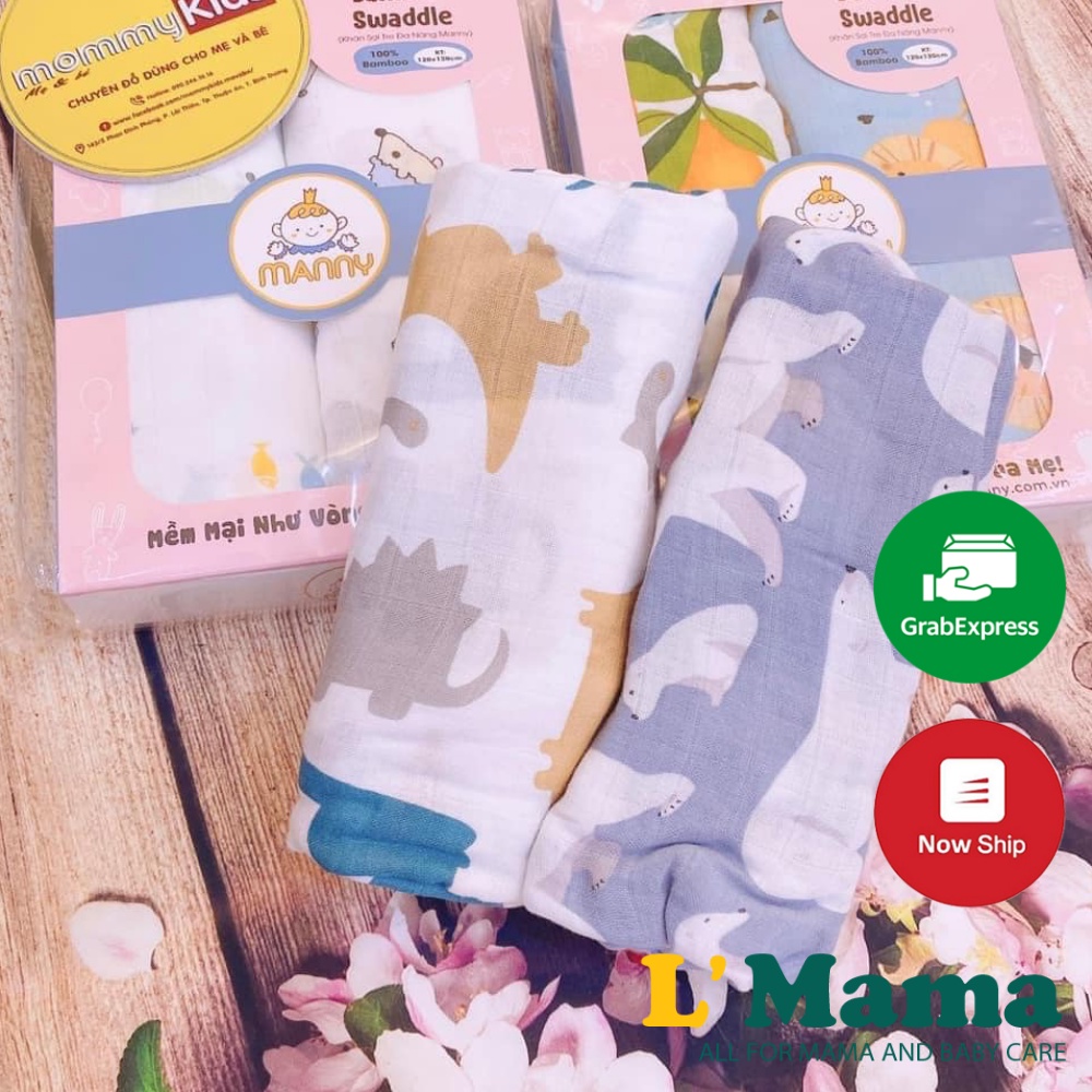 Hộp 2 Khăn Tắm Đa Năng Aden Sợi Tre Manny Cao Cấp Mềm Mại Made In Việt Nam