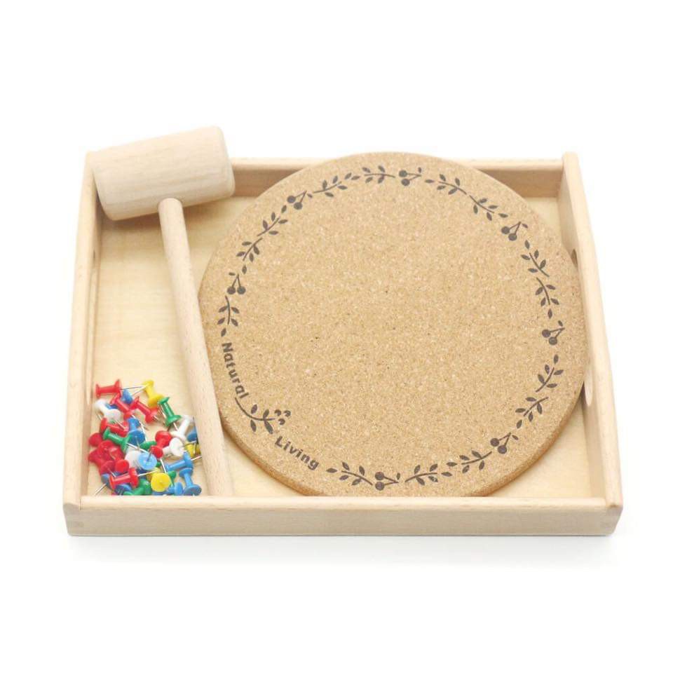 Giáo cụ Montessori - Bộ sản phẩm búa và đinh cho bé tập đóng, có đế gỗ chắc chắn