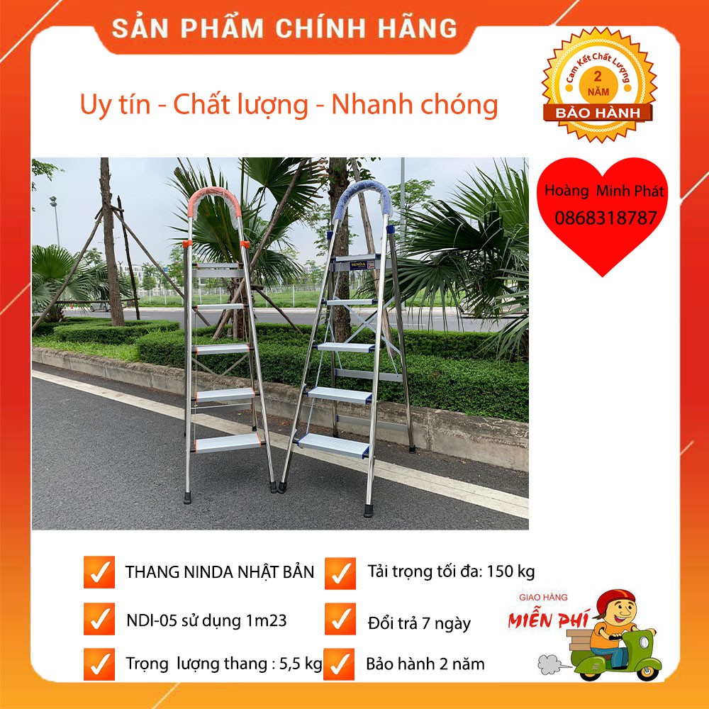 Thang nhôm ghế cao cấp 5 bậc PRO NINDA NHẬT BẢN. Kiểm tra hàng trước khi nhận sản phẩm. Bảo hành 24 tháng tại hãng