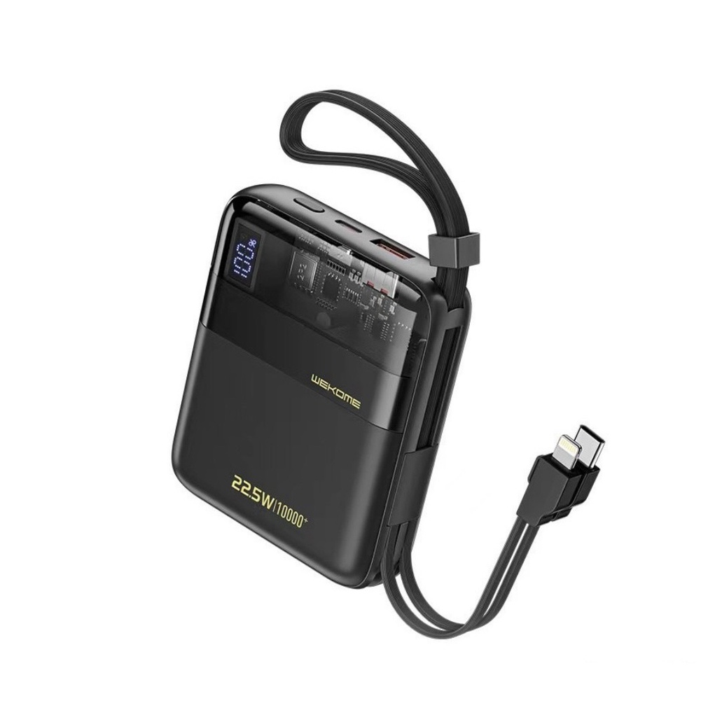 Sạc Dự Phòng Đa Năng 10000mAh WEKOME WP-309 - Tích Hợp 2 Cáp Sạc Nhanh TypeC &amp; iP - Hỗ Trợ Sạc Nhanh Lên Đên 22,5W