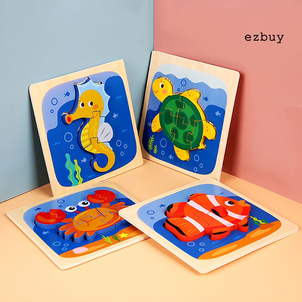 Đồ chơi xếp hình 3d bằng gỗ hình chú ếch hoạt hình dễ thương cho bé
