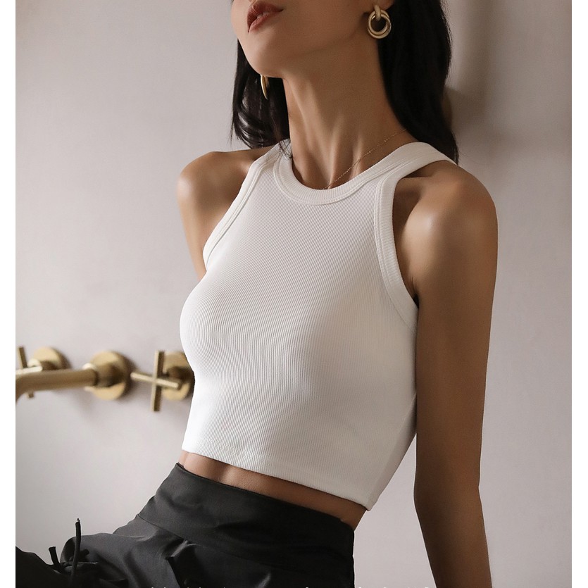 Áo thun nữ ba lỗ thun cotton co giãn, áo thun form ôm body dáng đẹp