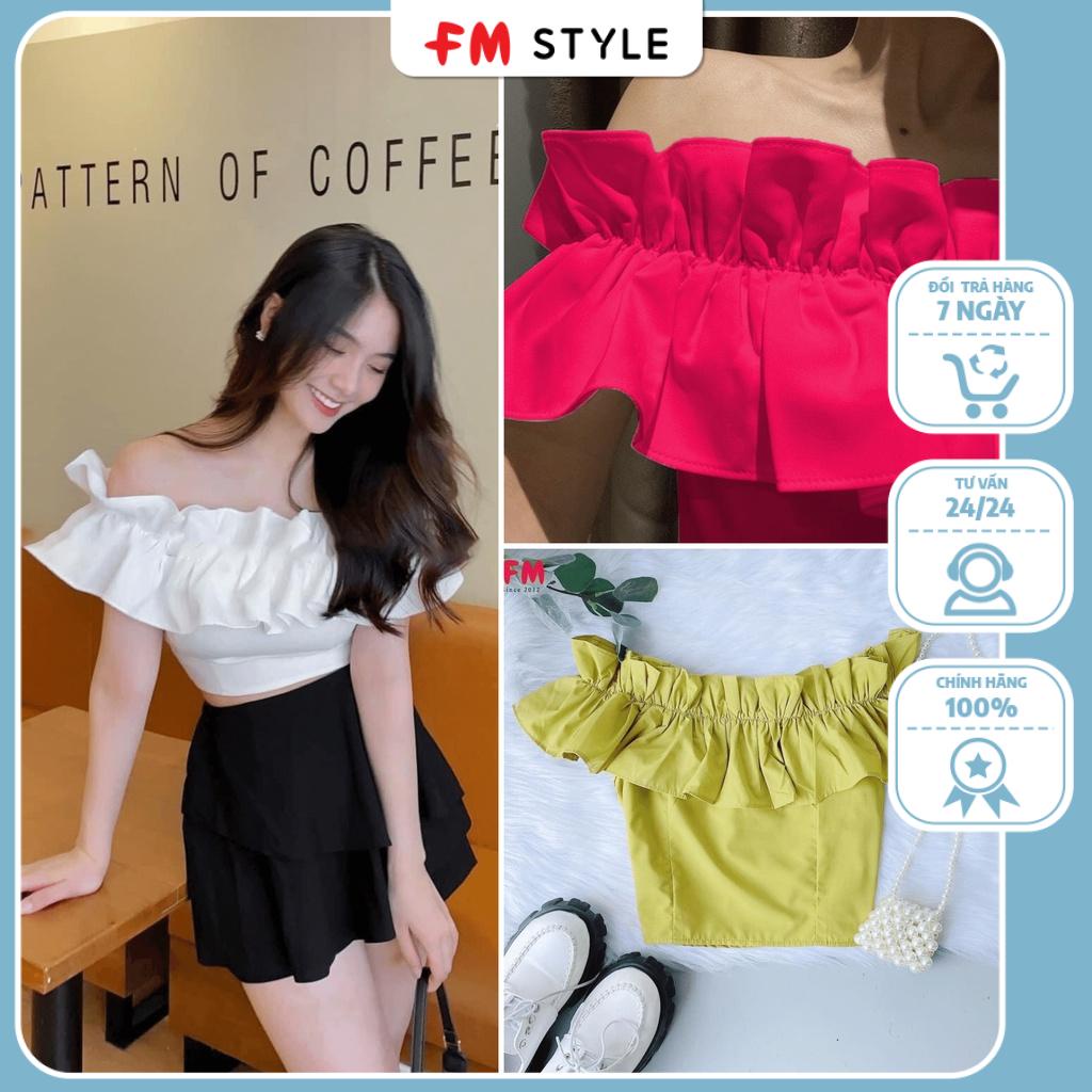 Áo trễ vai tay bồng tiểu thư fmstyle, áo bẹt vai croptop phong cách Hàn Quốc Fmstyle Shop 204140059