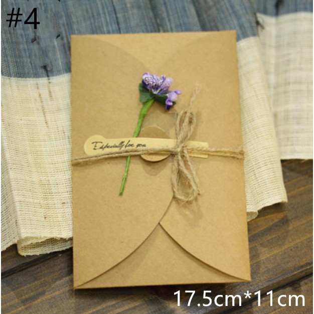 Thiệp Chúc Mừng Sinh Nhật / Giáng Sinh / Sinh Nhật Bằng Giấy Kraft Vintage Hàn Quốc Thủ Công DIY