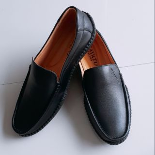 GIÀY LƯỜI NAM ĐEN GL02, GIÀY MỌI NAM, ĐẾ CAO SU, DA THẬT 100%, BẢO HÀNH 12 THÁNG.