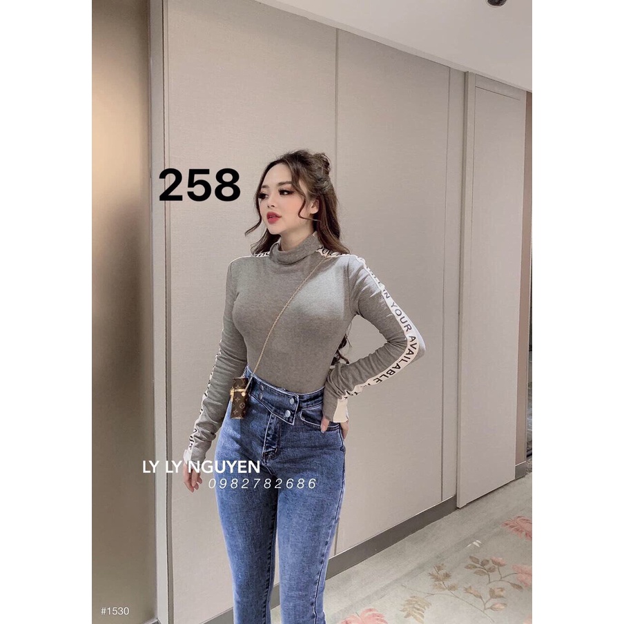 Quần  jean nữ lưng cao, cắt rách màu xanh jean LB150 JL JohnsonLi