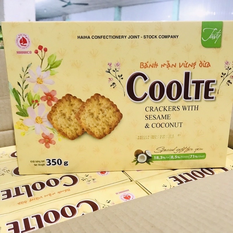 Bánh mặn vừng Dừa Coolte Hải Hà hộp 350g