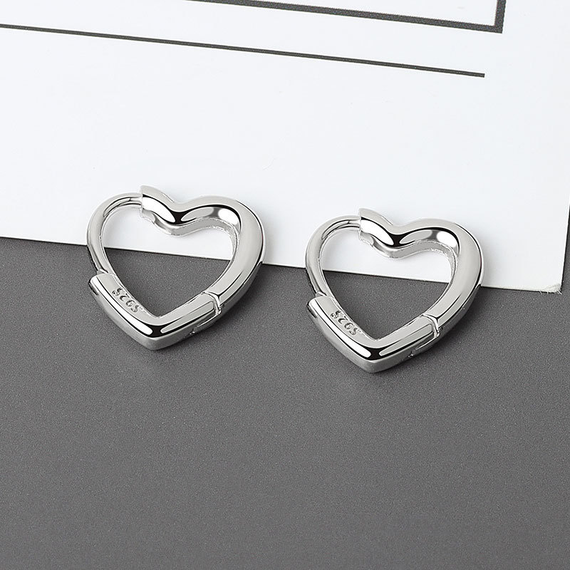 Bông tai kim loại hình trái tim đính đá zircon đơn giản thời trang