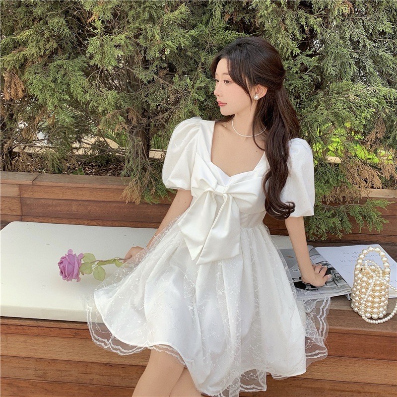 Đầm babydoll xoè ren phồng Ulzzang