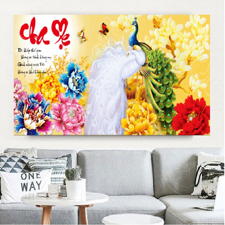 Tranh thêu chữ thập Cha mẹ Lavender LV3053