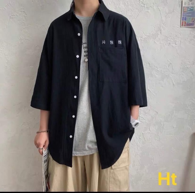 Áo sơmi chữ hàn cộc tay H2D978