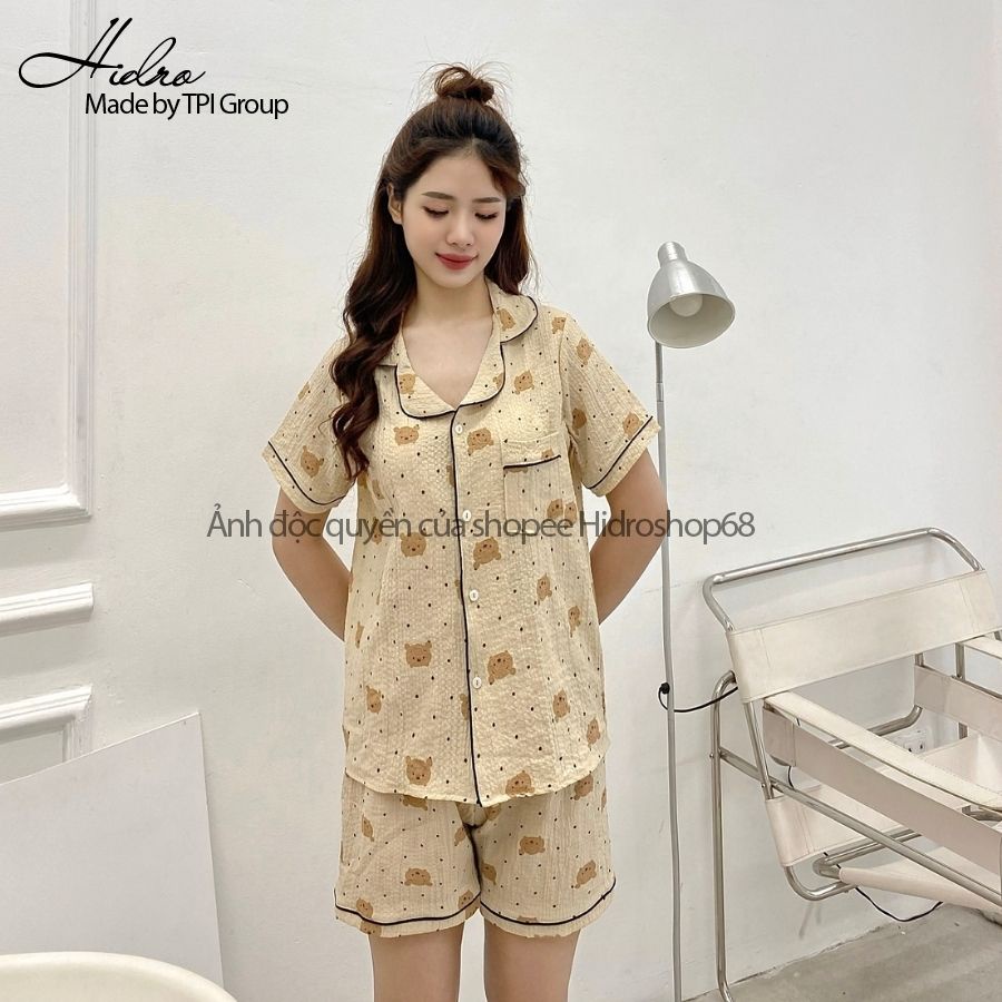 Bộ Ngủ Pijama Mặc Nhà Cộc Tay Chất Đũi Xốp Thoáng Mát Thấm Hút Mồ Hôi Siêu Tốt Họa Tiết Dễ Thương