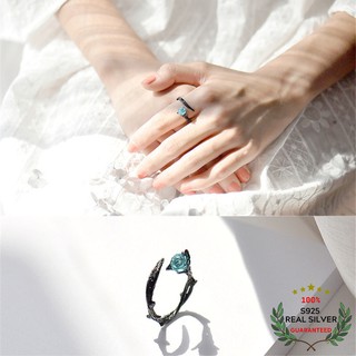 Nhẫn Bạc S925 Hoa Hồng Xanh Blue Rose Xinh Xắn | Nhẫn Nữ Bạc Có Thể Tùy Chỉnh