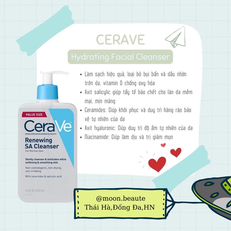 Sữa rửa mặt CeraVe dạng gel nhẹ dịu dành cho các loại da đủ size bản Mỹ