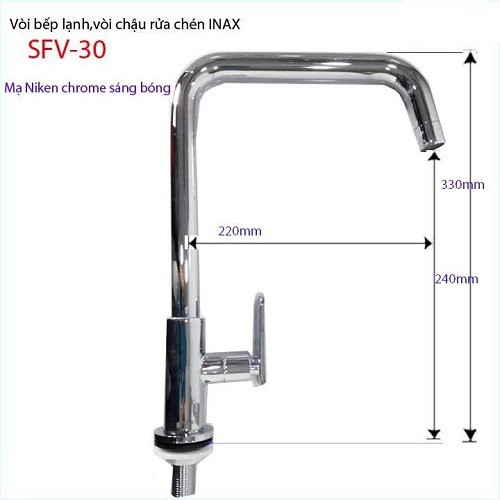 Vòi rửa chén Lạnh INAX SFV 30, vòi bếp Lạnh INAX SFV-30, Vòi rửa bát Lạnh INAX, Cam kết chính hãng