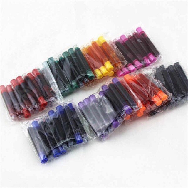 (Set 5) Ống mực bút máy nhiều màu loại lớn, dùng được với nhiều loại bút mực