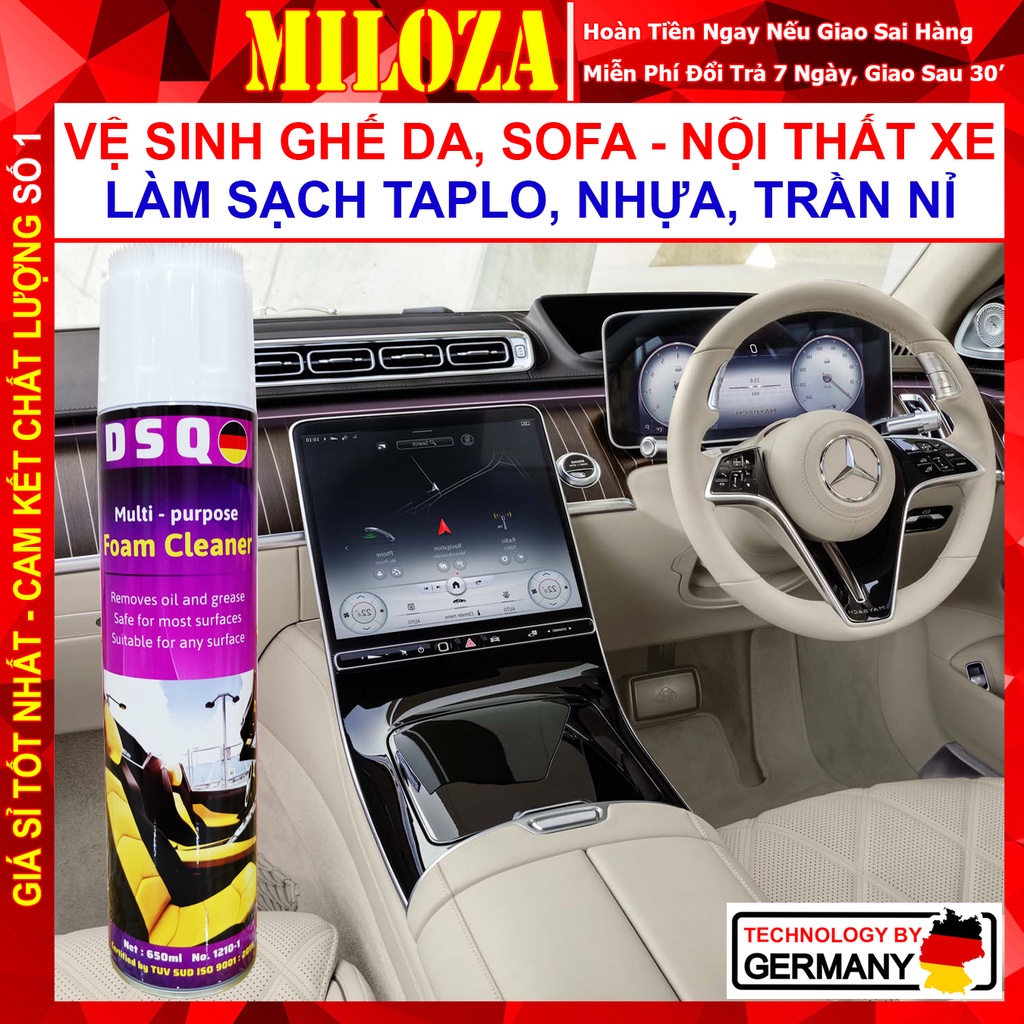 Vệ Sinh Ghế Da - Vệ Sinh Nội Thất Ô tô, Taplo, Thảm Lót Sàn, Dung Dịch Làm Sạch Xe Hơi - DSQ Foam Cleaner