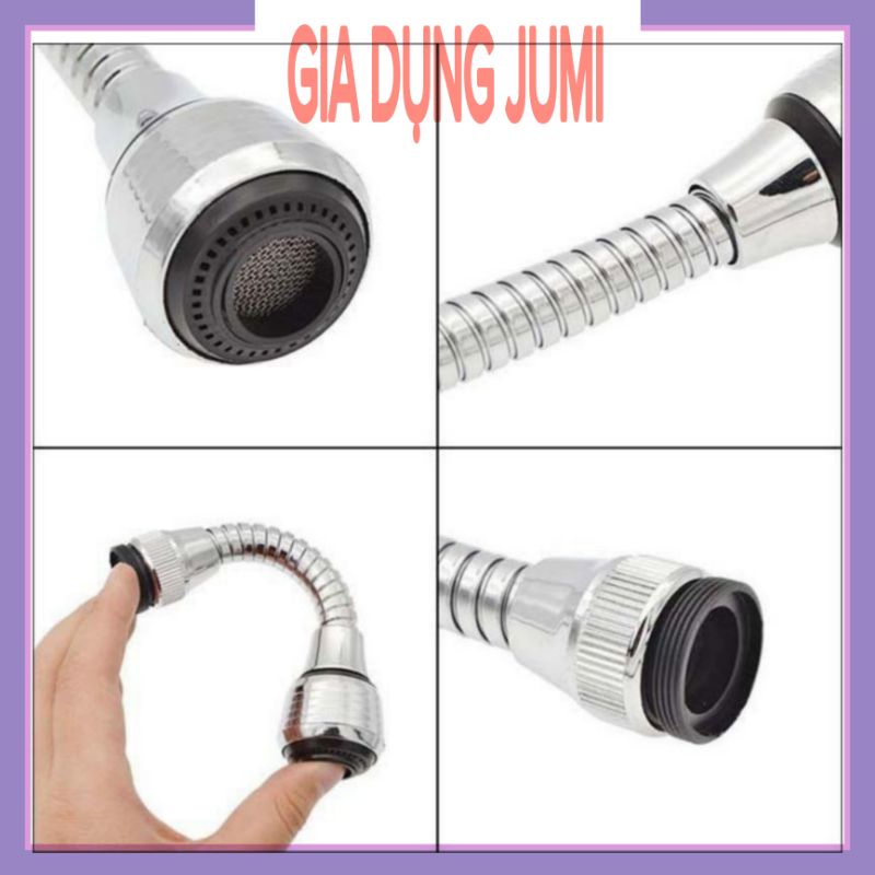 Vòi nước inox gắn bồn rửa, xoay 360 tiện dụng