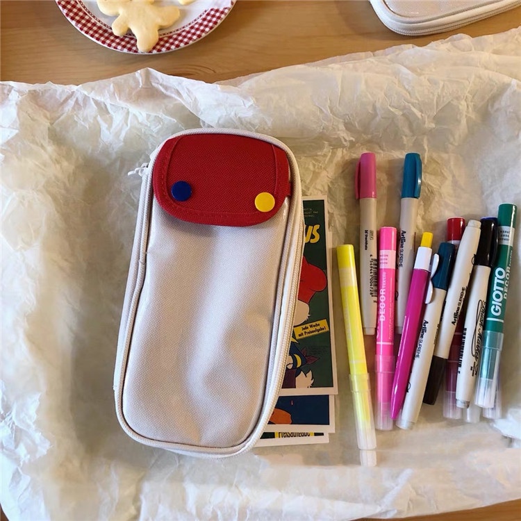 Ohaya Contrast Color Pencil Case Super Large Capacity Student Stationery Multifunctional Storage Bag cosmetic bag