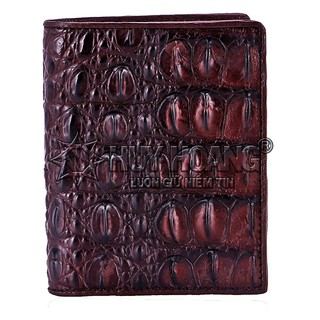 Ví nam da cá sấu đan viền gai lưng kiểu đứng màu nâu đất PH2703