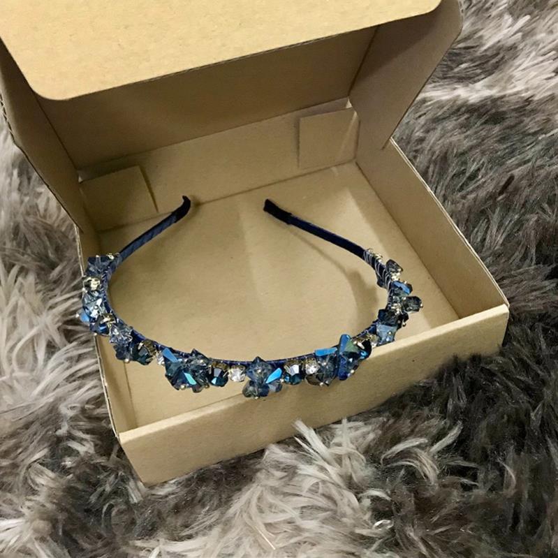 [FREESHIP] Băng Đô Bờm Cài Tóc Đính Đá xanh Dương Phong Cách Hàn Quốc Tiểu Thư Sang Chảnh, June accessories