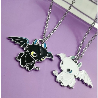 Vòng cổ hình chú rồng răng sún cá tính - Vòng đôi nam nữ chất liệu titan