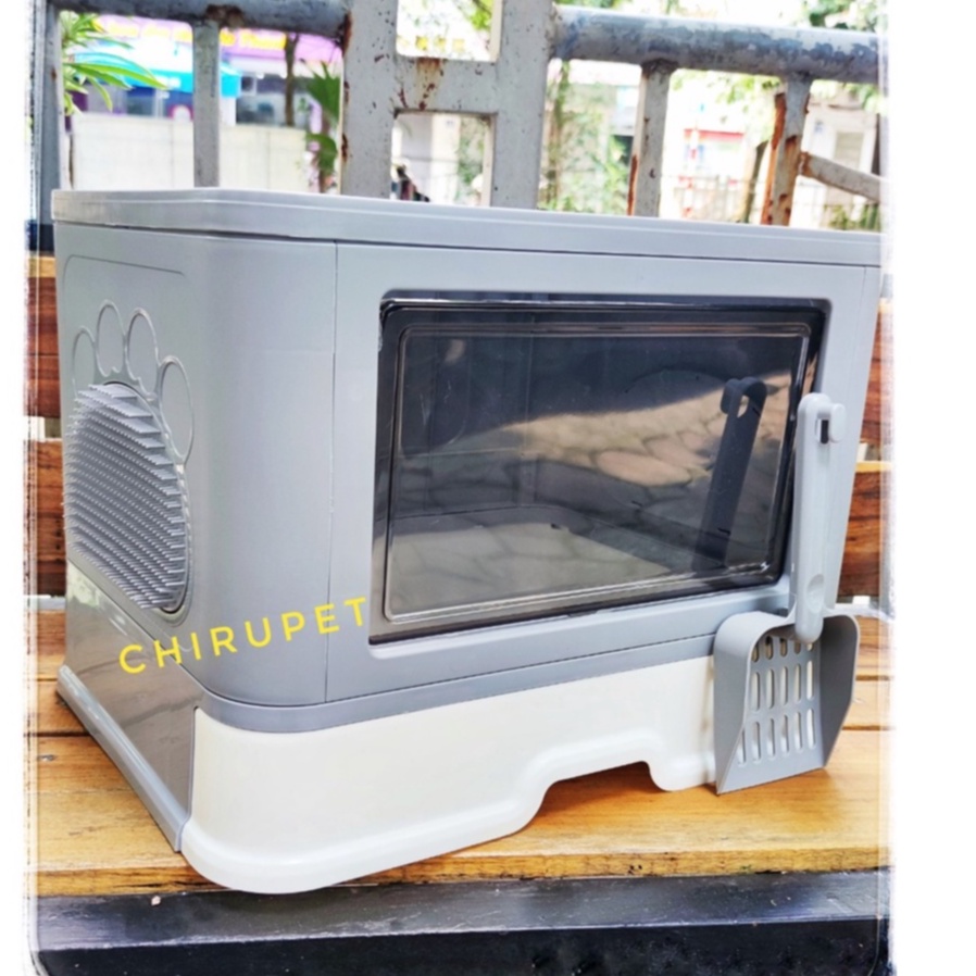 [Kèm Xẻng]Nhà Vệ Sinh Cửa Ngang Cho Mèo Hợp Góc Nhà,Chuồng Diện Tích Nhỏ Cạnh Kèm Bàn Cào Móng 3 Màu