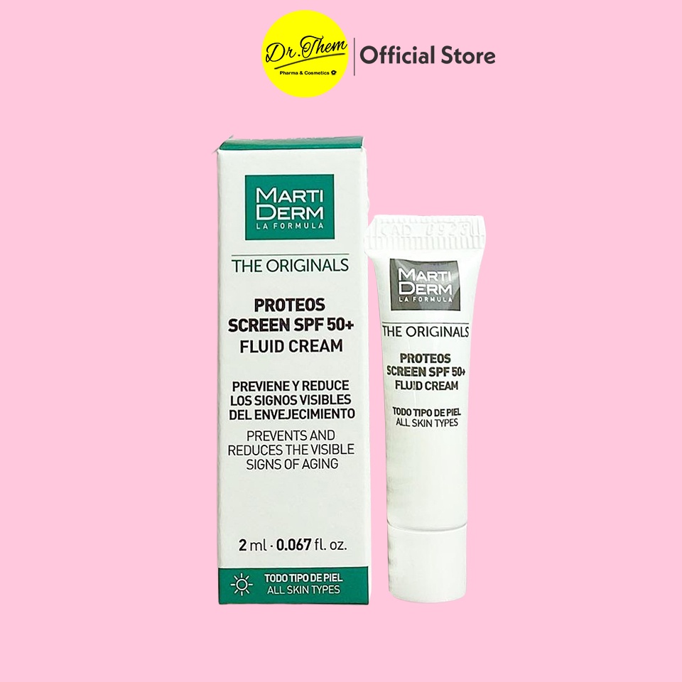 [Size 2ml] Kem Chống Nắng MARTIDERM Proteos Screen SPF 50+ Fluid Cream - Marti Derm Phổ Rộng - Mini