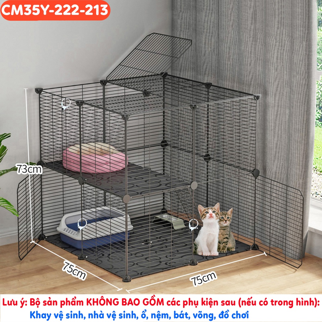 Chuồng mèo 3 tầng, 2 tầng giá rẻ đẹp PetX lắp ghép đa năng đơn giản với lưới sắt sơn tĩnh điện nuôi thú cưng, thỏ, bọ ú