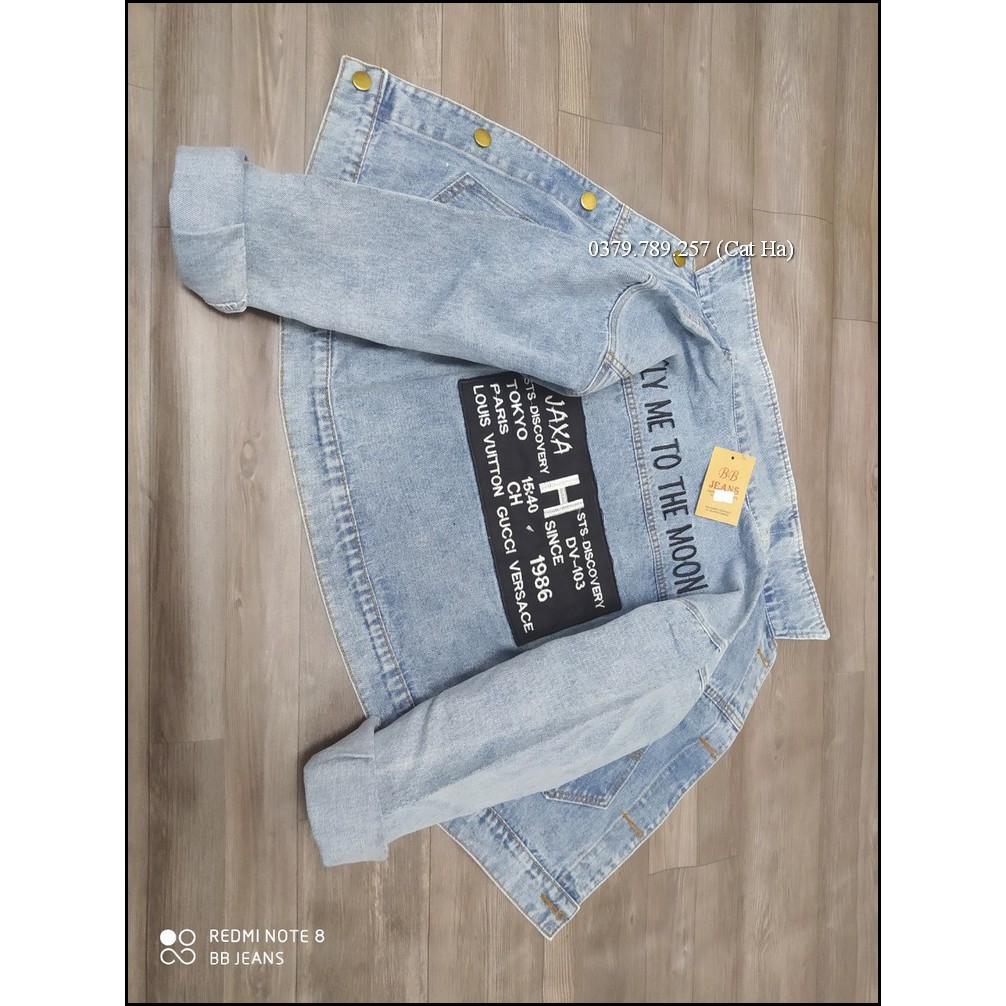 Aó khoác jean nữ xám xanh form dưới 58Kg Flymetomoon BB05