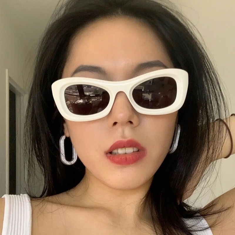 Kính mát gọng mắt mèo hình bầu dục cỡ lớn phong cách hip hop Âu Mỹ thời trang