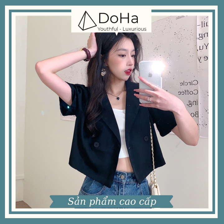 Áo Blazer Nữ Tay Ngắn [FREESHIP-SẢN PHẨM CAO CẤP] Áo Blazer Croptop Phối Nút Hàn Quốc Style Mùa Hè - DOHA STORE | BigBuy360 - bigbuy360.vn