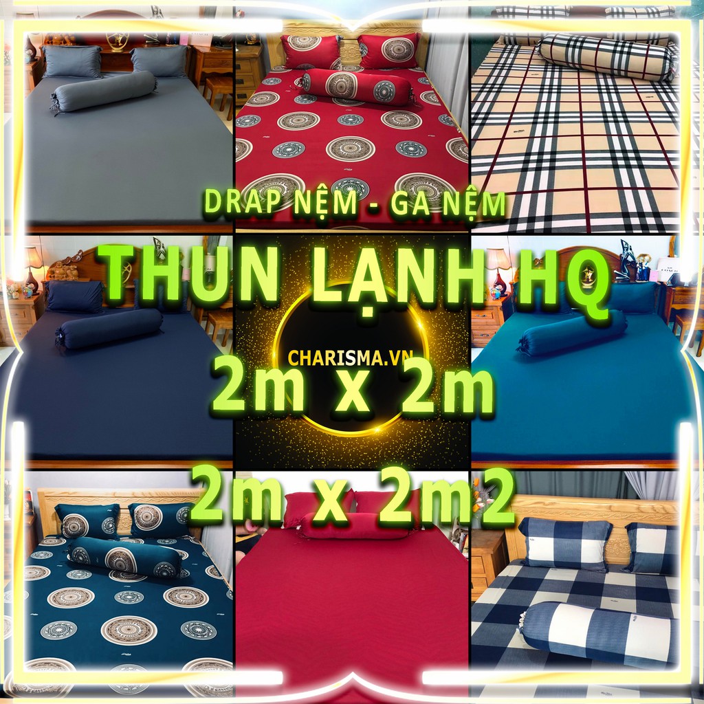 Drap Ga Nệm Thun Lạnh HQ Cực Kì Mịn Mát Bộ Ga Trải Giường Vỏ Gối Drap Nệm Grap Giường