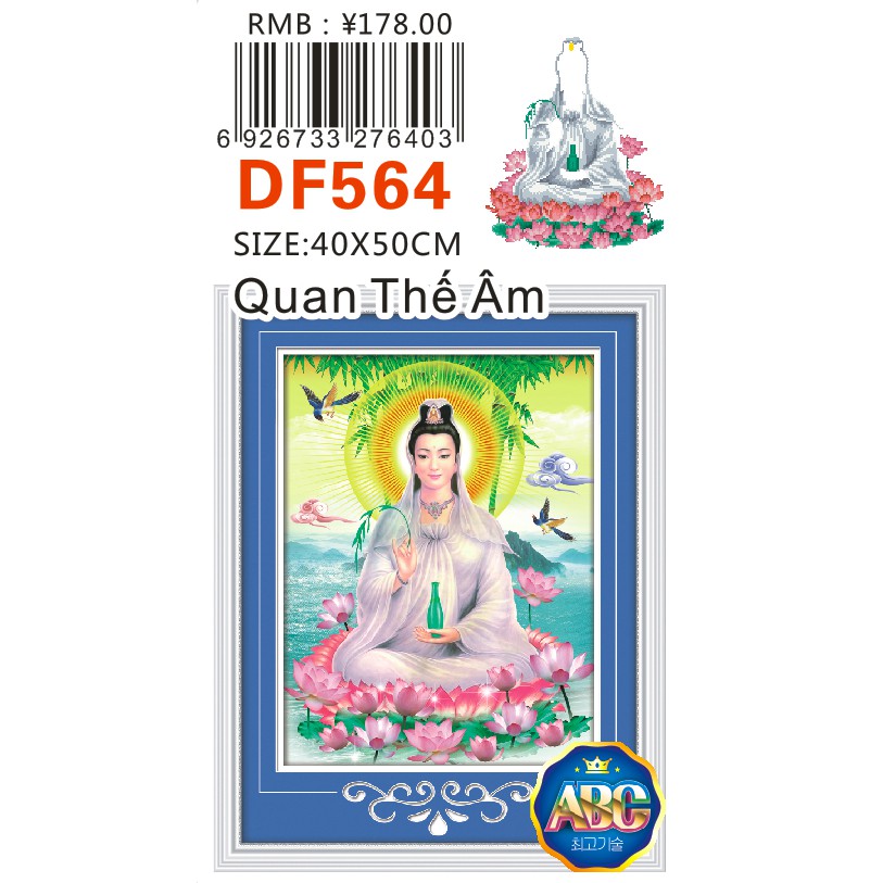 Tranh đính đá phật quan âm KT:40x50cm. Tranh gắn đá chưa gắn.