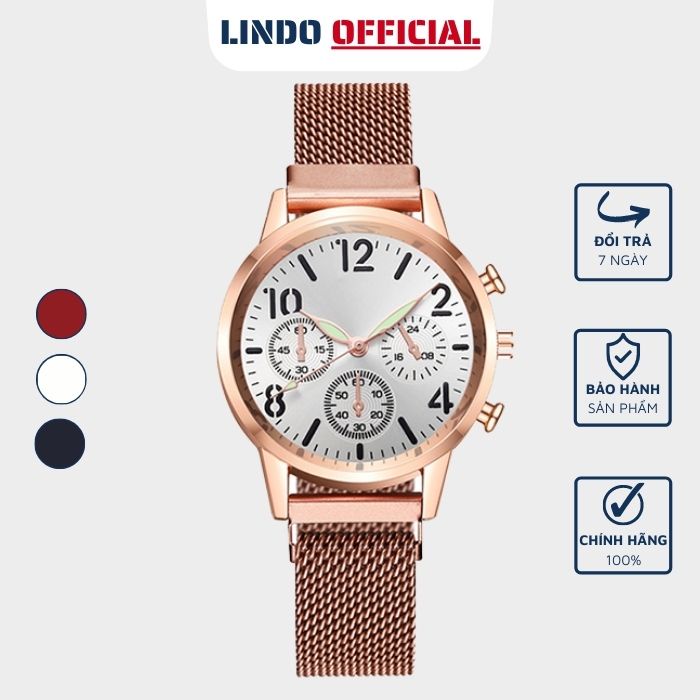 Đồng hồ thời trang nữ D-ZINER chính hãng dây thép lưới giá rẻ NT12 - LINDO