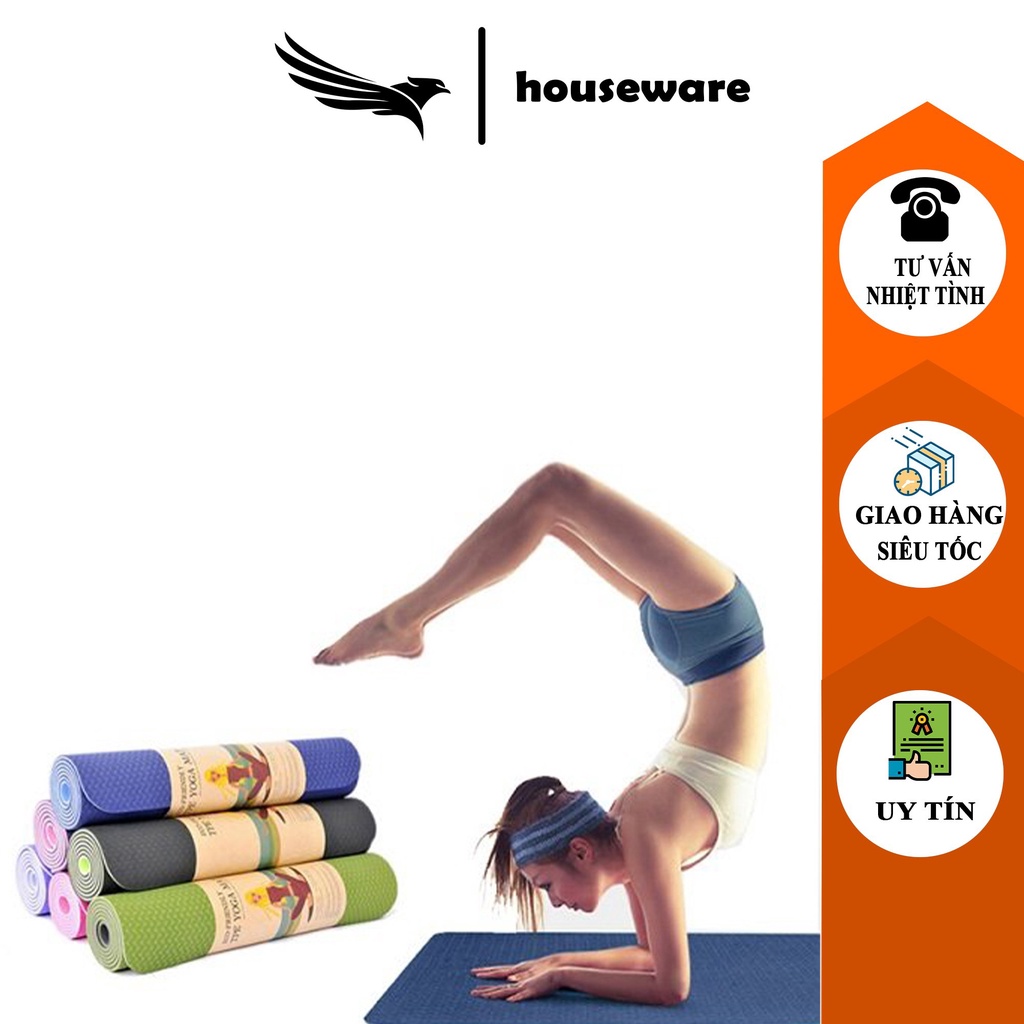 Thảm tập yoga tập gym TPE cao cấp 2 lớp chống trượt không mùi 6mm tập GYM thể dục tại nhà