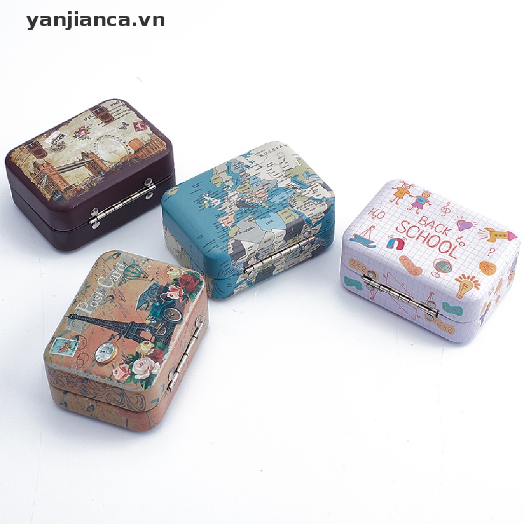 Hộp Thiếc Mini Đựng Kẹo Hình Vali Phong Cách Retro