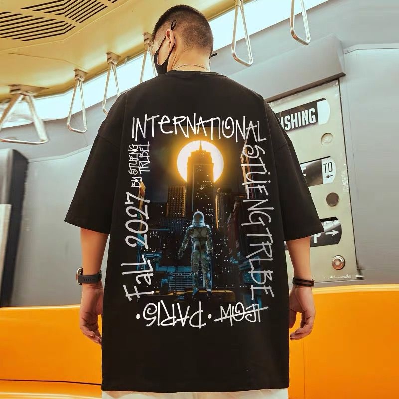 Áo Thun Tay Ngắn Dáng Rộng In Hình Thời Trang Mùa Hè Cho Nam size M-8XL