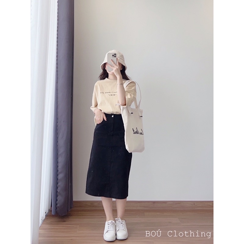 Chân váy kaki dáng dài xẻ sau dành cho nữ