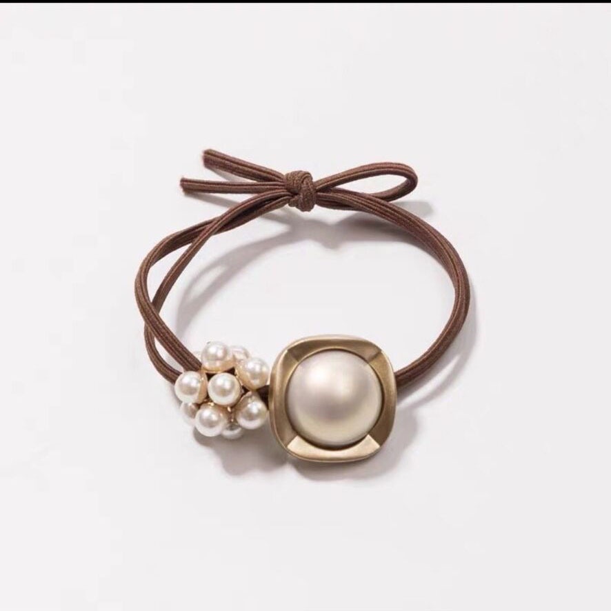 Dây Cột Tóc Cao Su Co Giãn Đính Bóng Hợp Kim Đơn Giản Và Tươi Tắn Phong Cách Hàn Quốc Cho Nữ