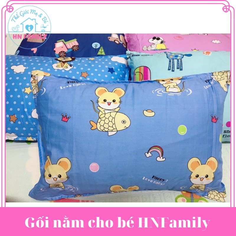 Gối nằm cho bé HNFamily - Gối, vỏ gối, ruột gối trẻ em, cho bé 1 tuổi, 2 tuổi, 3 tuổi, 5 tuổi đi học 30x45cm siêu êm